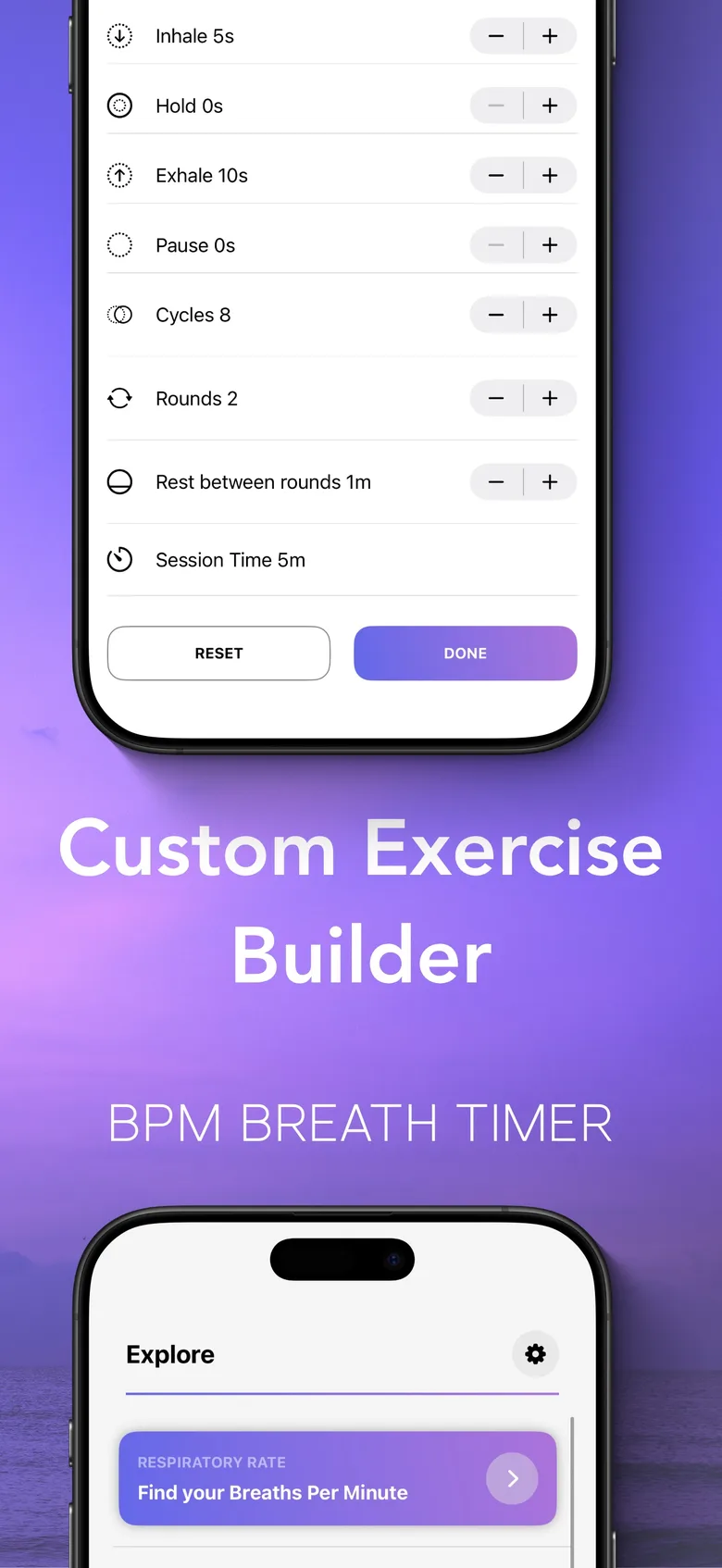 Custom exercise builder and BPM timer